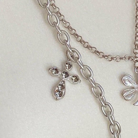 Silver Boho 4 Strand Large Charm Necklace - Picture 3 of 9